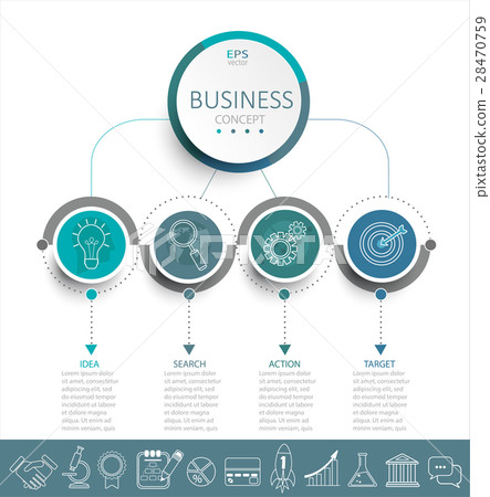 Infographic template with 3D circles paper label. 28470759