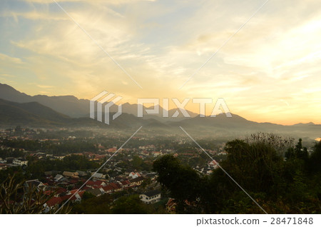 Sunset of the hill of Laos Phuzi 28471848