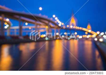 Blurred light city suspension bridge Blurred light city suspension bridge 28473801