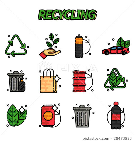 Recycling flat icons set 28473853