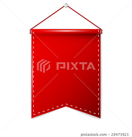 Red pennant hanging, mockup 28473921