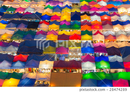 Aerial view multiple colour city night free market Aerial view multiple colour city night free market 28474289
