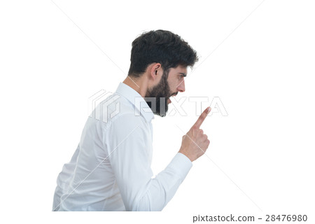 sideview of young man with open mouth. isolated on 28476980