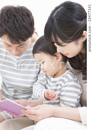 Young family family photos Three people reading 28477341