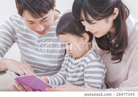 Young family family photos Three people reading 28477343