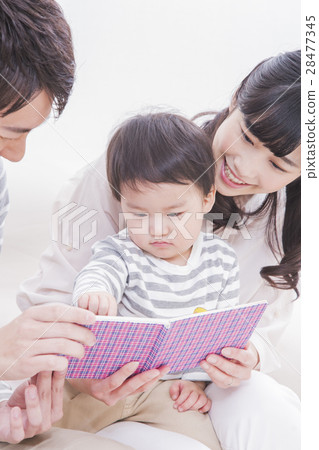 Young family family photos Three people reading 28477345