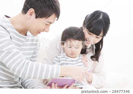 Young family family photos Three people reading 28477346