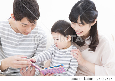 Young family family photos Three people reading 28477347