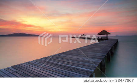 Wooden pier between sunset in Phuket 28477807