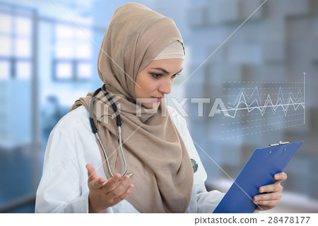 portrait of worried muslim female Medical doctor 28478177