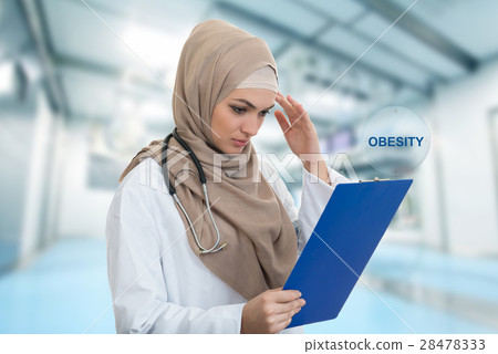 portrait of worried muslim female Medical doctor 28478333