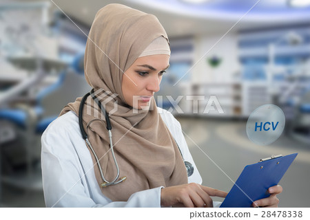 portrait of worried muslim female Medical doctor 28478338