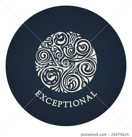 Round calligraphic emblem. Vector floral symbol Round calligraphic emblem. Vector floral symbol 28479024