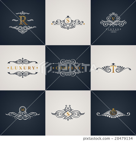 Luxury logo monogram set. Vintage royal flourishes 28479134