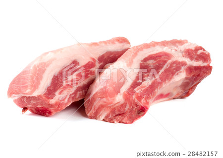 two pieces of pork isolated on white background two pieces of pork isolated on white background 28482157