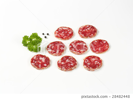 French dry cured sausage slices 28482448