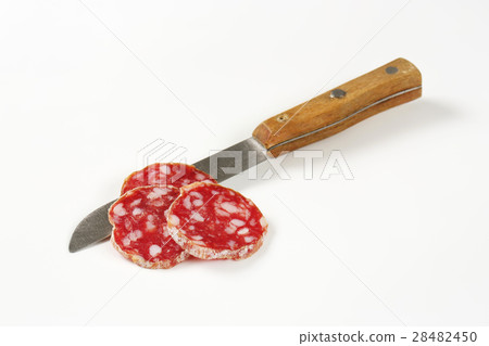 French dry cured sausage slices 28482450