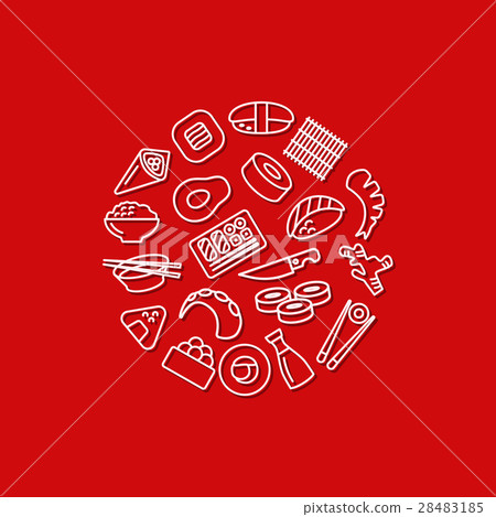 sushi icons in circle sushi icons in circle 28483185