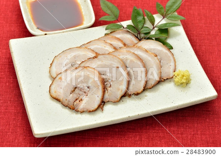 Chishaw (baked pork), snacks, dishes. With ginger and soy sauce sage. 28483900
