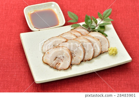 Chishaw (baked pork), snacks, dishes. With ginger and soy sauce sage. 28483901