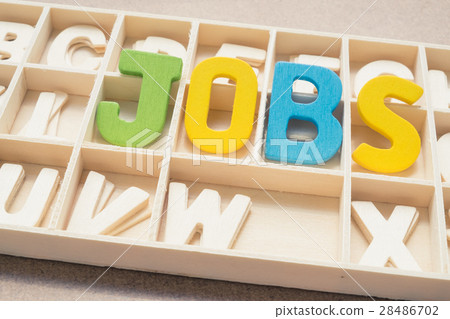 Colorful Jobs wording in wooden box 28486702