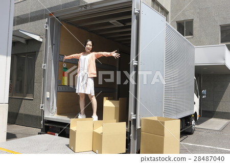 Truck and moving young lady 28487040