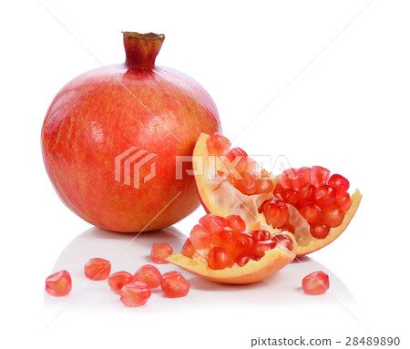 Ripe pomegranate fruit isolated  28489890