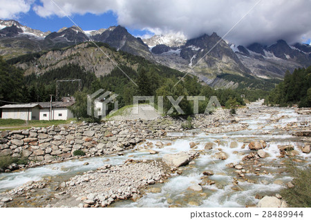 rural scenery and waterfall at Mont Blanc 28489944