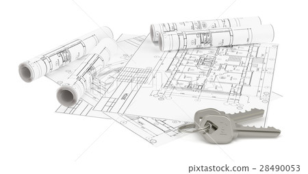 Construction plan for house building and keys 28490053
