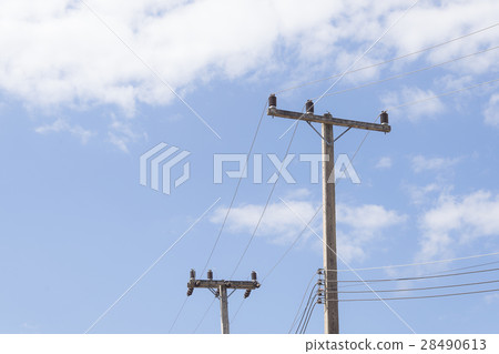electricity pole with the cloud sky electricity pole with the cloud sky 28490613