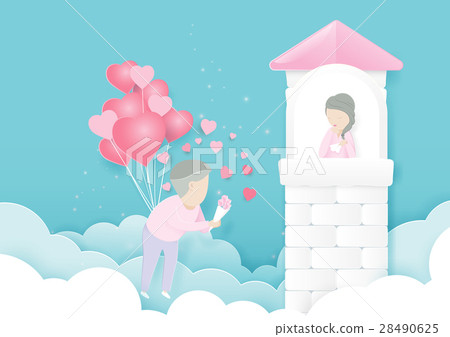 Love concept. man with heart shaped balloons. Love concept. man with heart shaped balloons. 28490625