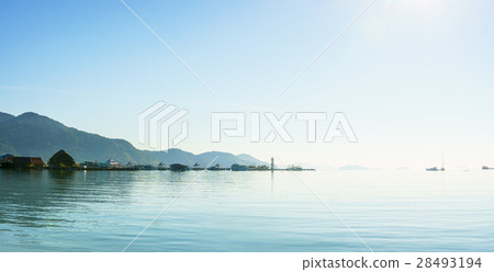 Panorama scenic view sunrise of the harbor Panorama scenic view sunrise of the harbor 28493194