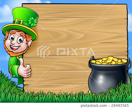 Cartoon Leprechaun St Patricks Day Background Sign 28493565