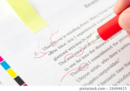 Proofreading English color proofreading editing proofreading paper business scene proofreading symbol publication red box 28494615