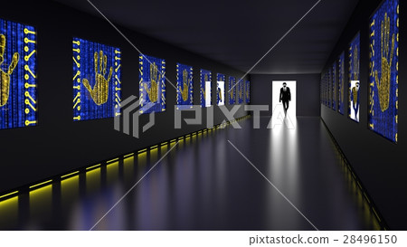 Hacker enters backdoor with handprint screens Hacker enters backdoor with handprint screens 28496150