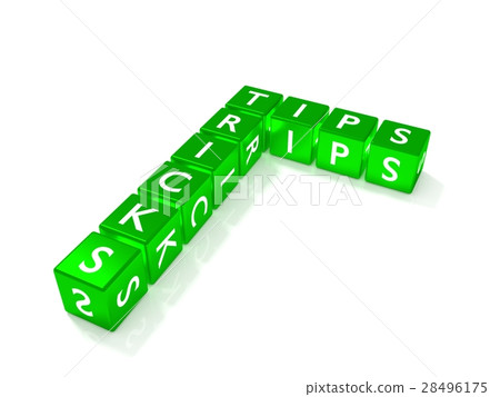 Green dice showing tips and tricks isolated 28496175