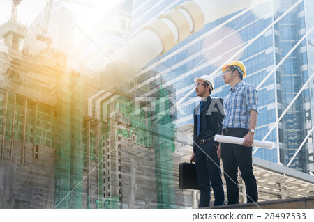 Businessman and architect planning construction  28497333