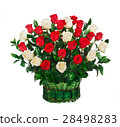 Basket of red and white roses 28498283
