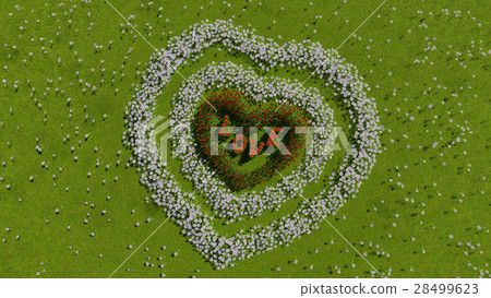 A variety of flowers in the shape of a heart 28499623