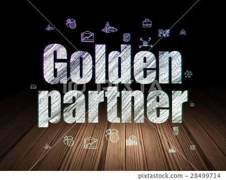 Business concept: Golden Partner in grunge dark 28499714