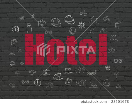 Travel concept: Hotel on wall background Travel concept: Hotel on wall background 28501678