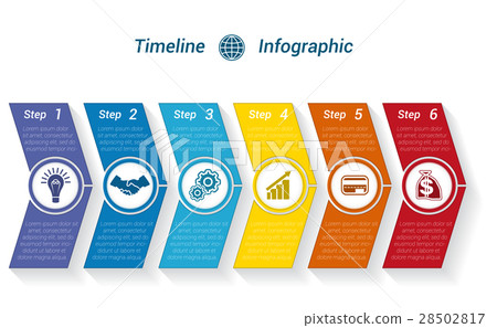 Timeline Infographic from colour arrows 6 position Timeline Infographic from colour arrows 6 position 28502817