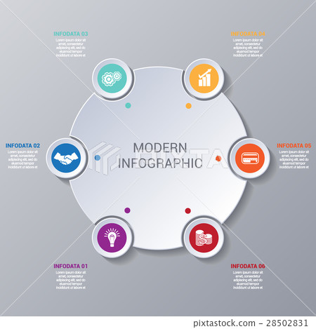 Modern Infographic numbered 6 options. 28502831