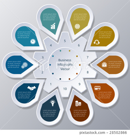 Infographic ten Points arranged in circle gear 28502866
