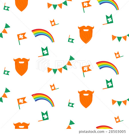 Red beard, rainbow and bunting seamless pattern. 28503005