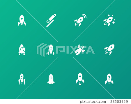 Rocket icons on green background. Rocket icons on green background. 28503539