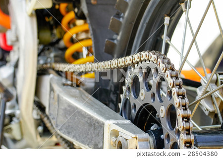 Chain and sprocket of motocross bike Chain and sprocket of motocross bike 28504380