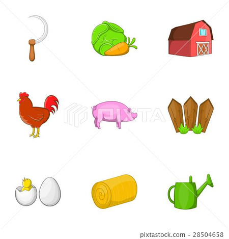 Farm icons set, cartoon style Farm icons set, cartoon style 28504658