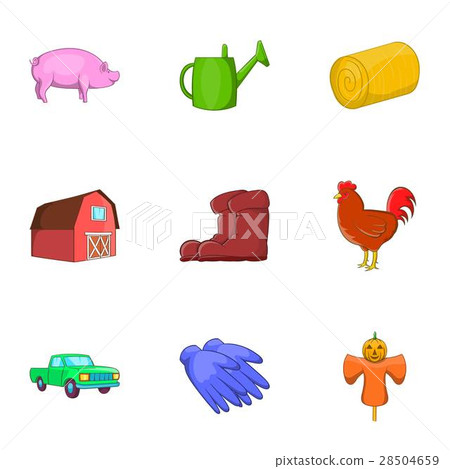 Animal farm icons set, cartoon style Animal farm icons set, cartoon style 28504659