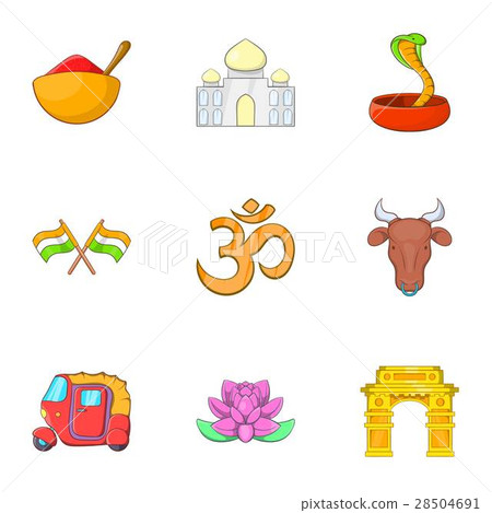 India Republic icons set, cartoon style India Republic icons set, cartoon style 28504691